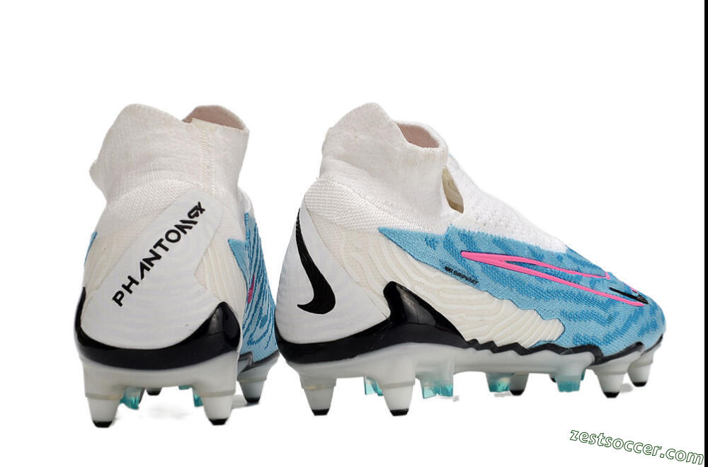 Nike Phantom GX Elite DF SG Low-Tops Soccer Cleats - White/Blue/Pink 6