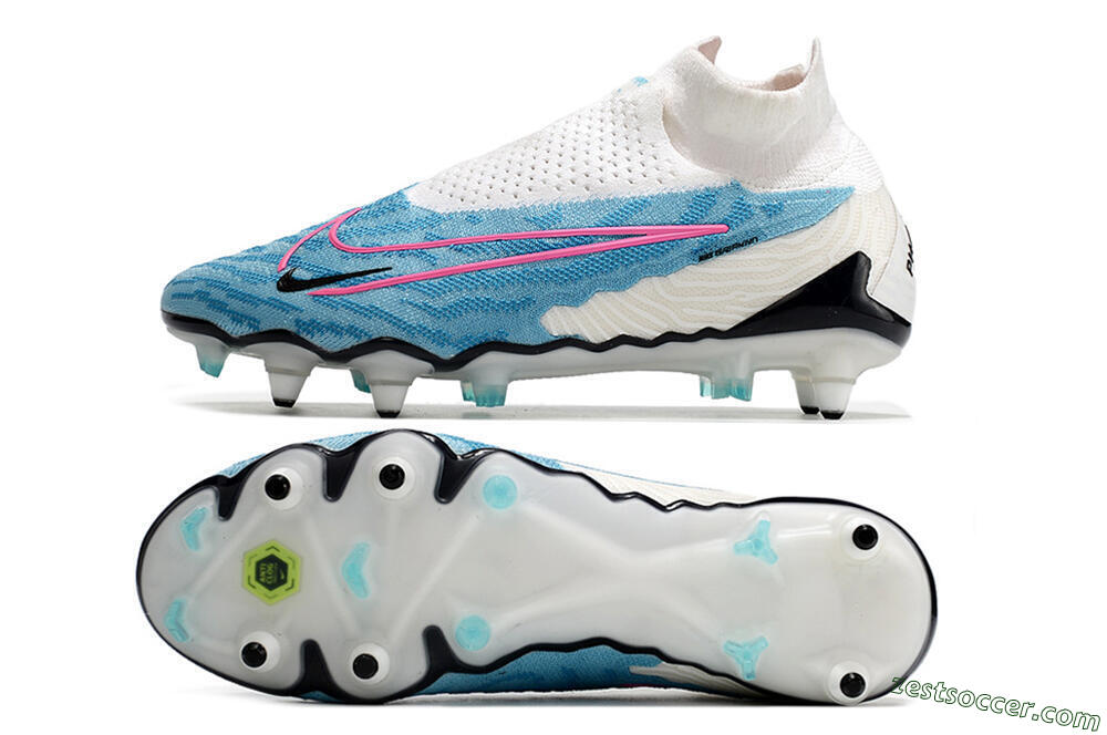 Nike Phantom GX Elite DF SG Low-Tops Soccer Cleats - White/Blue/Pink 1