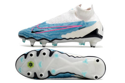 Nike Phantom GX Elite DF SG Low-Tops Soccer Cleats - White/Blue/Pink