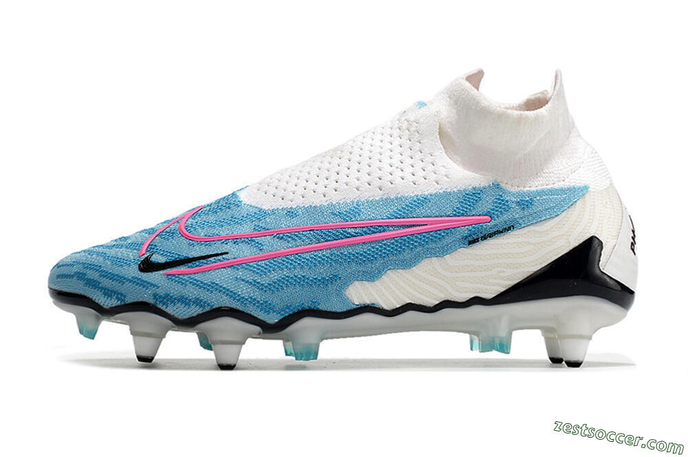 Nike Phantom GX Elite DF SG Low-Tops Soccer Cleats - White/Blue/Pink 2
