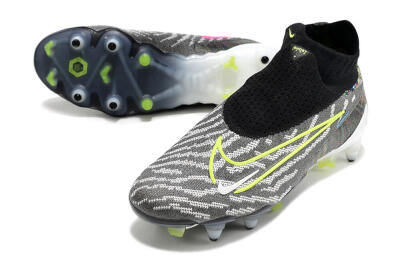 Nike Phantom GX Elite DF SG Low-Tops Soccer Cleats - Black/Grey/Yellow