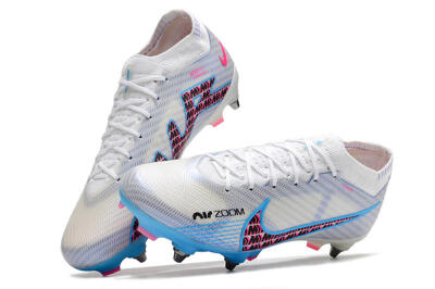 Nike Air Zoom Mercurial Vapor 15 Elite FG Low-Tops Soccer Cleats - White/Grey/Blue