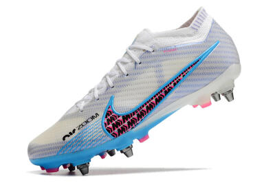 Nike Air Zoom Mercurial Vapor 15 Elite FG Low-Tops Soccer Cleats - White/Grey/Blue