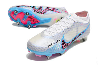 Nike Air Zoom Mercurial Vapor 15 Elite FG Low-Tops Soccer Cleats - White/Grey/Blue