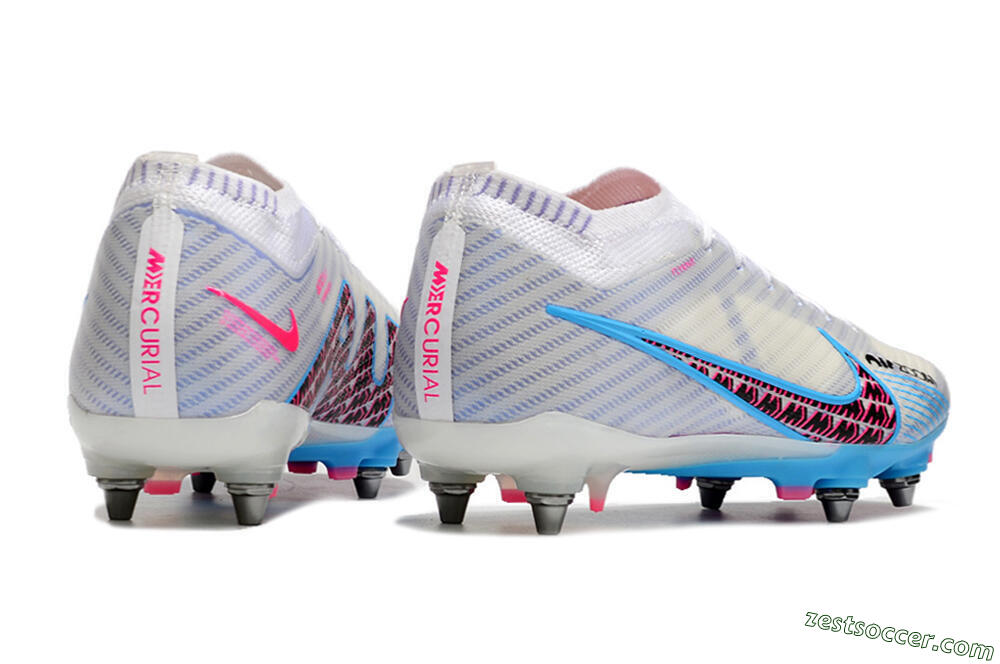 Nike Air Zoom Mercurial Vapor 15 Elite FG Low-Tops Soccer Cleats - White/Grey/Blue 8