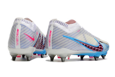 Nike Air Zoom Mercurial Vapor 15 Elite FG Low-Tops Soccer Cleats - White/Grey/Blue