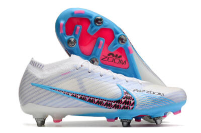 Nike Air Zoom Mercurial Vapor 15 Elite FG Low-Tops Soccer Cleats - White/Grey/Blue