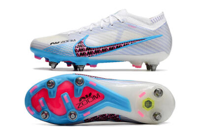 Nike Air Zoom Mercurial Vapor 15 Elite FG Low-Tops Soccer Cleats - White/Grey/Blue