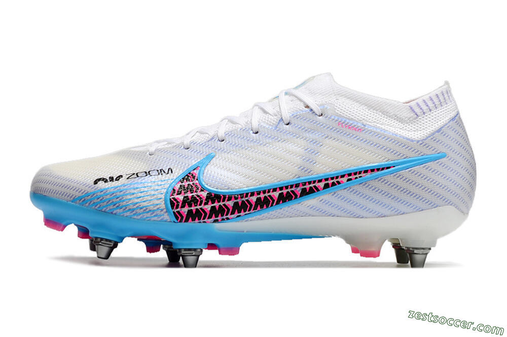 Nike Air Zoom Mercurial Vapor 15 Elite FG Low-Tops Soccer Cleats - White/Grey/Blue 2