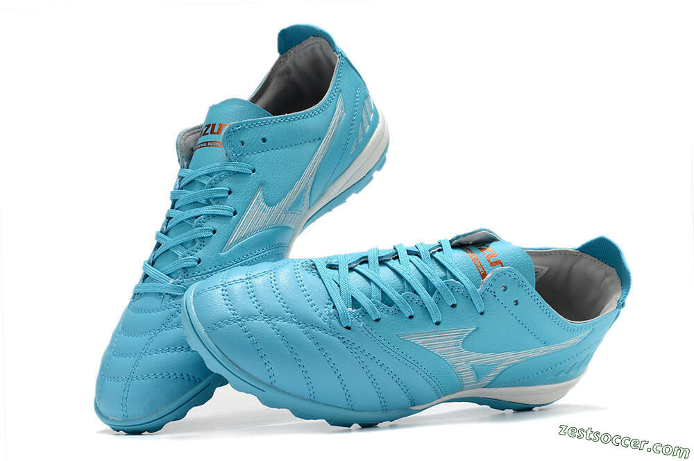 Mizuno WAVE CUP Classic TF Low-Tops Soccer Shoes - Blue/Grey/White 5