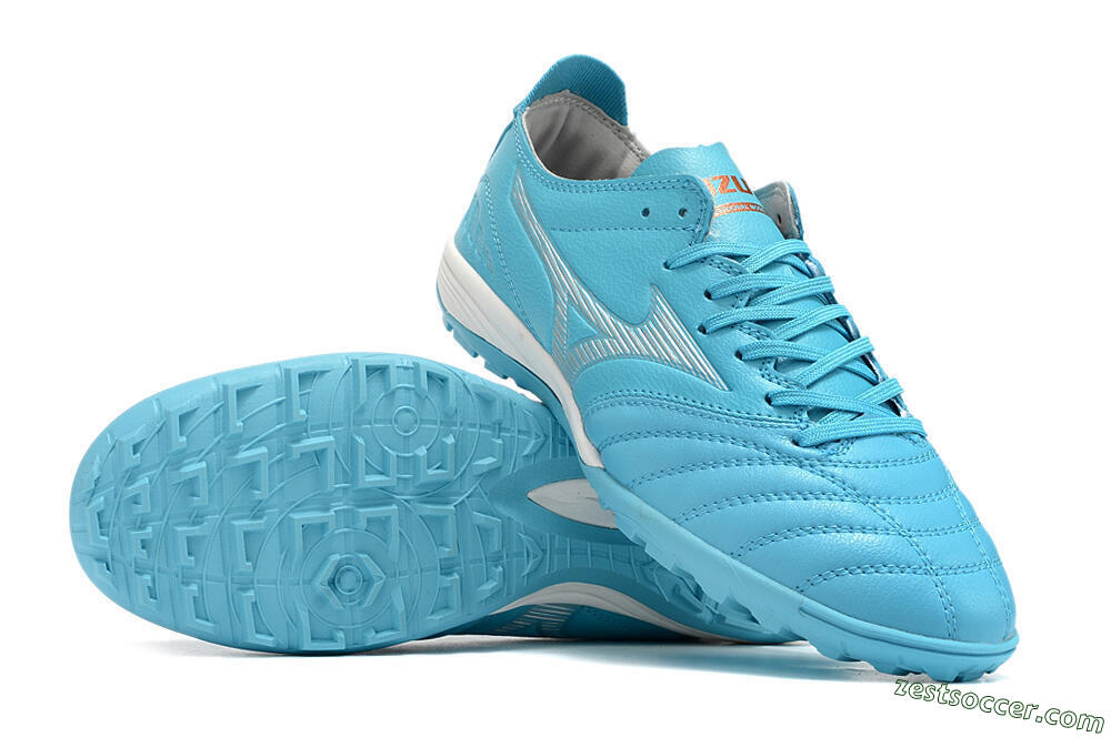 Mizuno WAVE CUP Classic TF Low-Tops Soccer Shoes - Blue/Grey/White 4