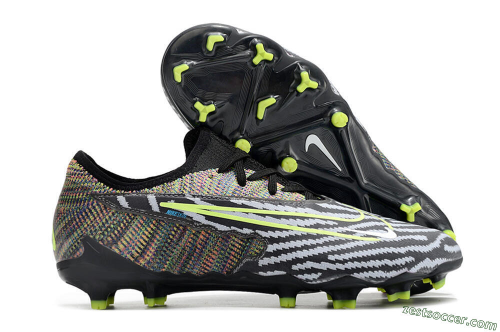 Nike React Phantom GX Academy FG Low-Tops Soccer Cleats - Grey/Black/Yellow 0
