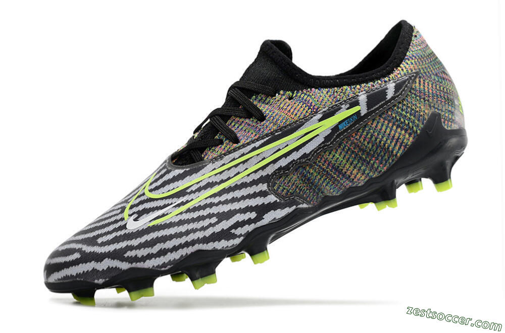 Nike React Phantom GX Academy FG Low-Tops Soccer Cleats - Grey/Black/Yellow 5