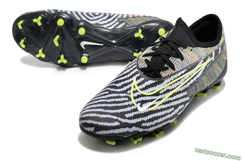 Nike React Phantom GX Academy FG Low-Tops Soccer Cleats - Grey/Black/Yellow 3