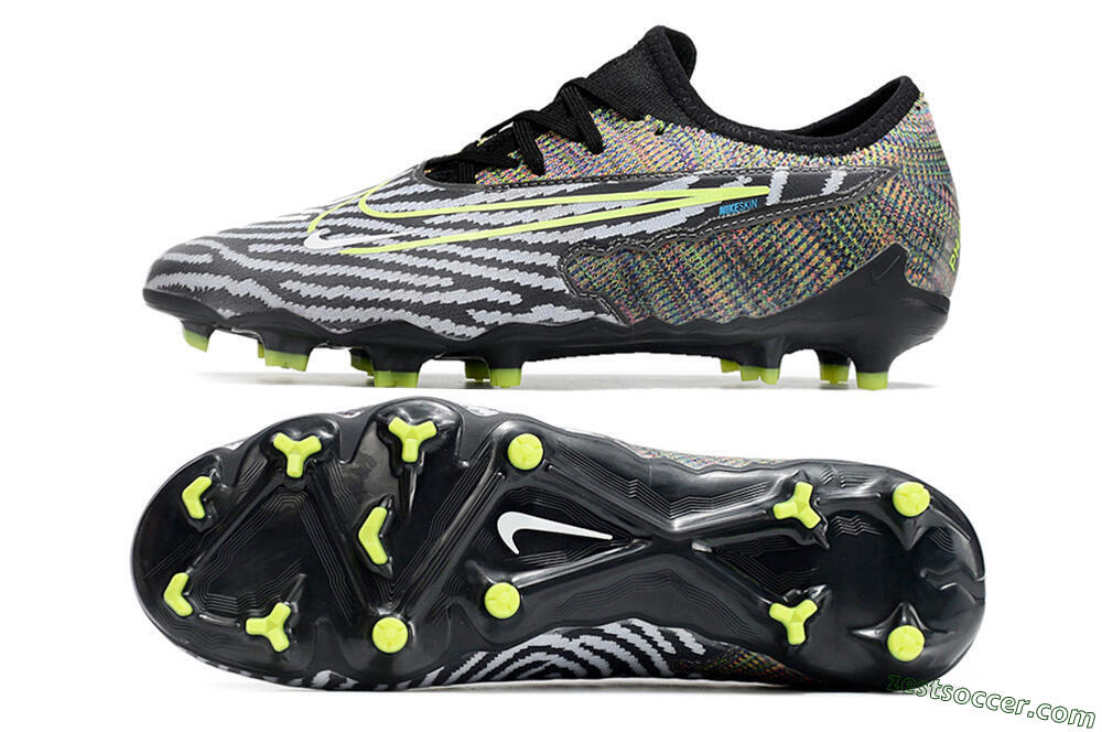 Nike React Phantom GX Academy FG Low-Tops Soccer Cleats - Grey/Black/Yellow 1