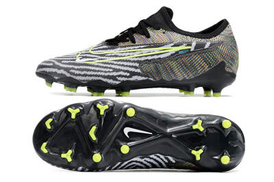Nike React Phantom GX Academy FG Low-Tops Soccer Cleats - Grey/Black/Yellow
