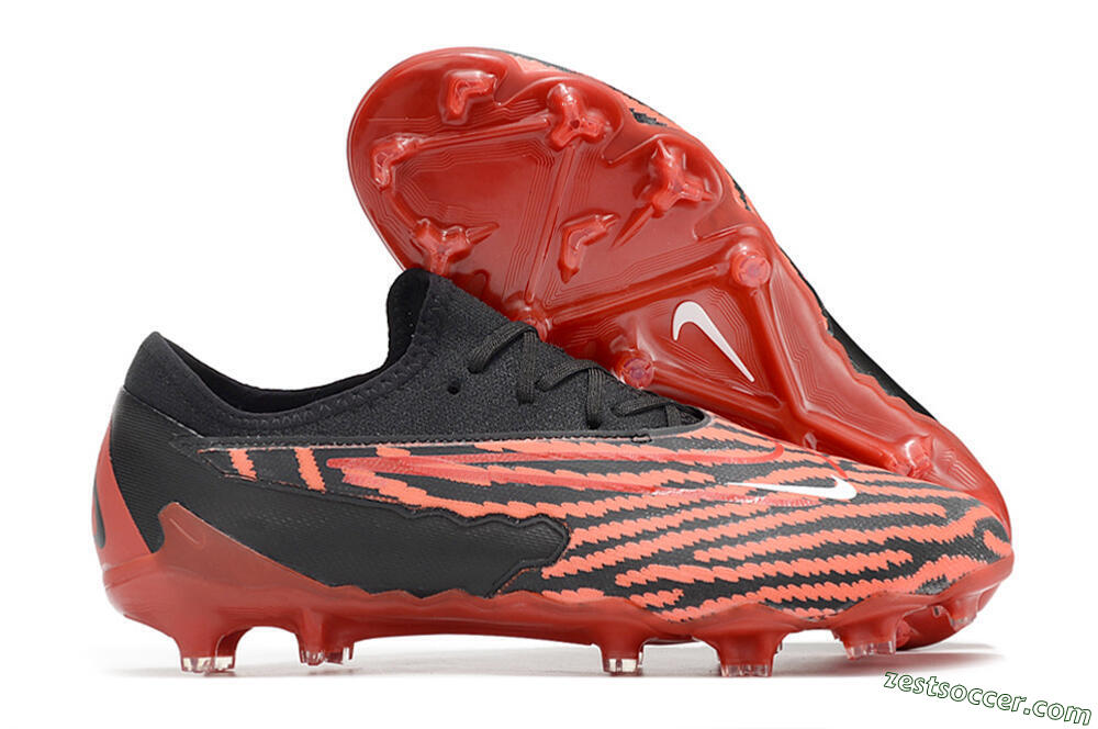 Nike React Phantom GX Academy FG Low-Tops Soccer Cleats - Red/Black/White 0
