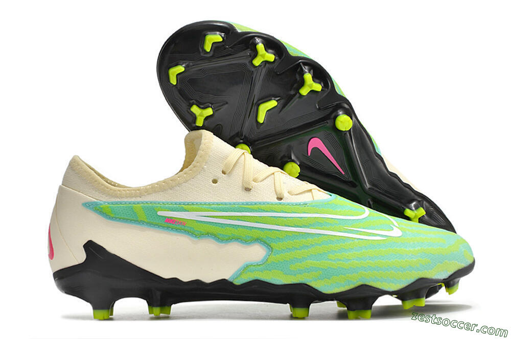 Nike React Phantom GX Academy FG Low-Tops Soccer Cleats - Green/Beige/Black 0