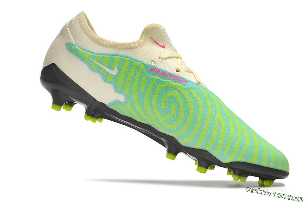 Nike React Phantom GX Academy FG Low-Tops Soccer Cleats - Green/Beige/Black 4