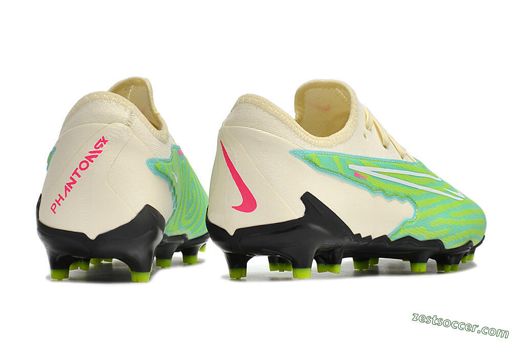Nike React Phantom GX Academy FG Low-Tops Soccer Cleats - Green/Beige/Black 6