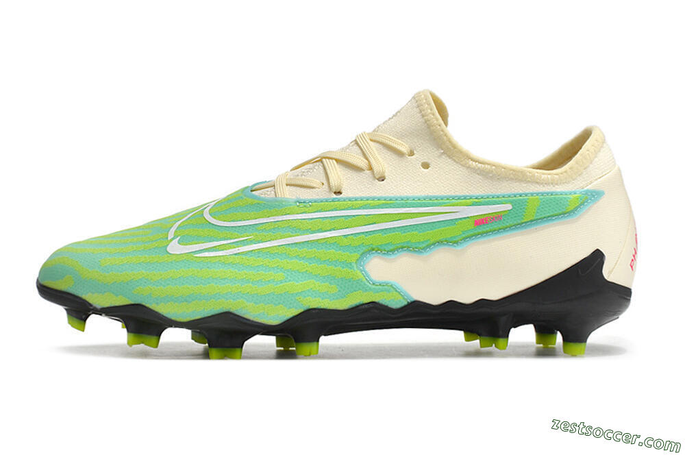 Nike React Phantom GX Academy FG Low-Tops Soccer Cleats - Green/Beige/Black 2