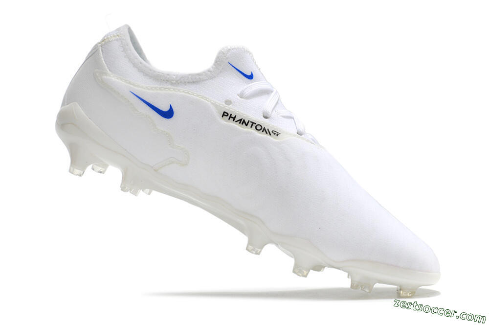 Nike React Phantom GX Academy FG Low-Tops Soccer Cleats - White/Gold/Blue 4