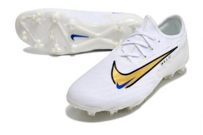 Nike React Phantom GX Academy FG Low-Tops Soccer Cleats - White/Gold/Blue