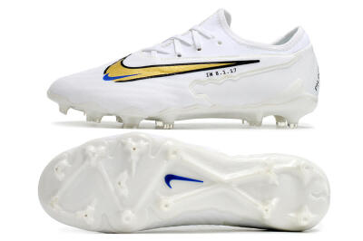 Nike React Phantom GX Academy FG Low-Tops Soccer Cleats - White/Gold/Blue