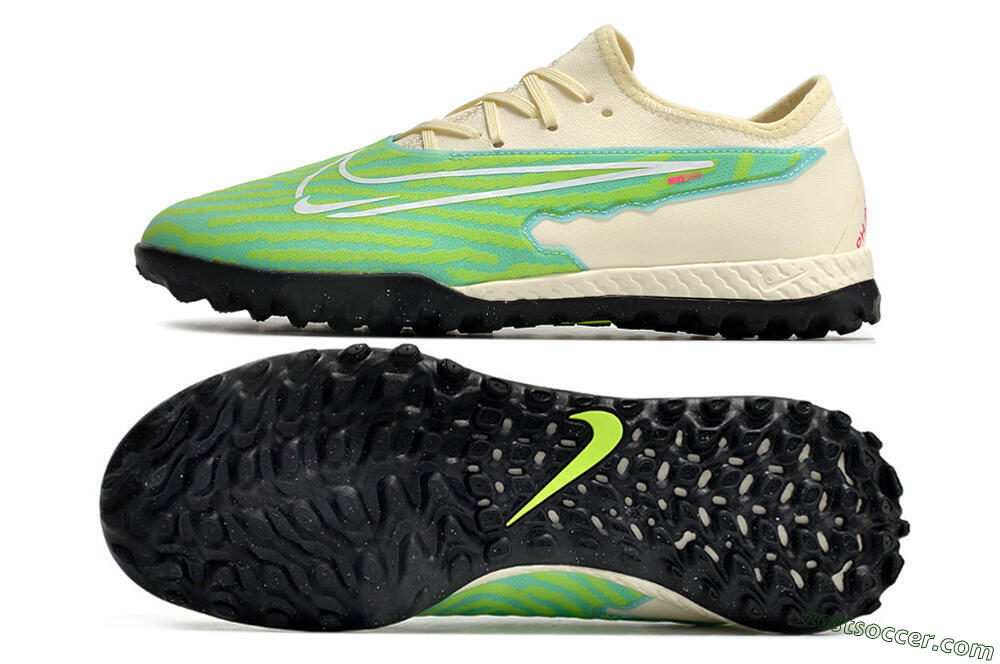 Nike React Phantom GX Pro TF Low-Tops Soccer Shoes - Green/Beige/Black 1