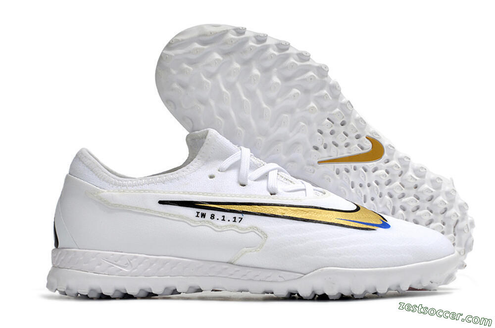 Nike React Phantom GX Pro TF Low-Tops Soccer Shoes - White/Gold/Black 0