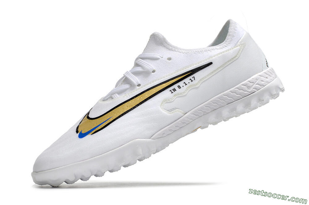 Nike React Phantom GX Pro TF Low-Tops Soccer Shoes - White/Gold/Black 5