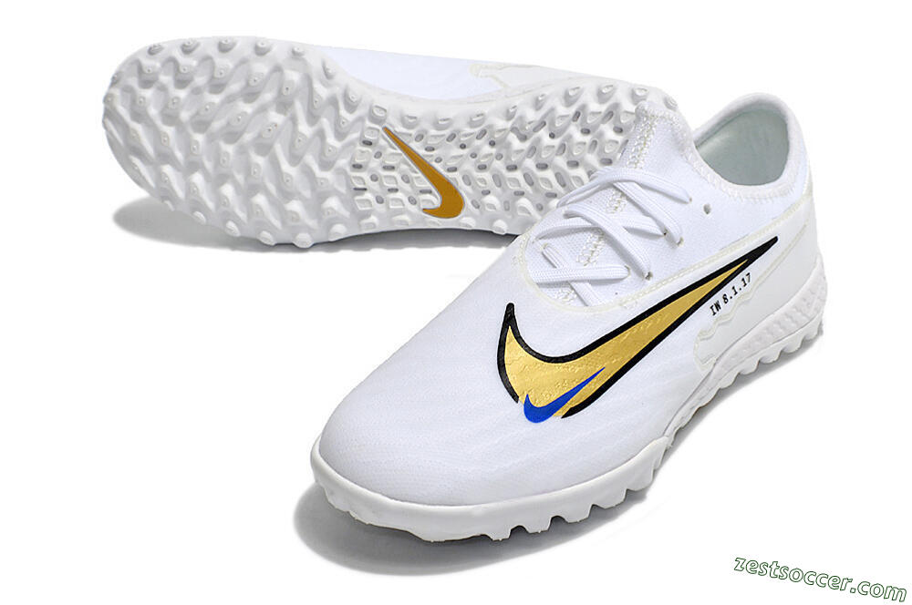 Nike React Phantom GX Pro TF Low-Tops Soccer Shoes - White/Gold/Black 3
