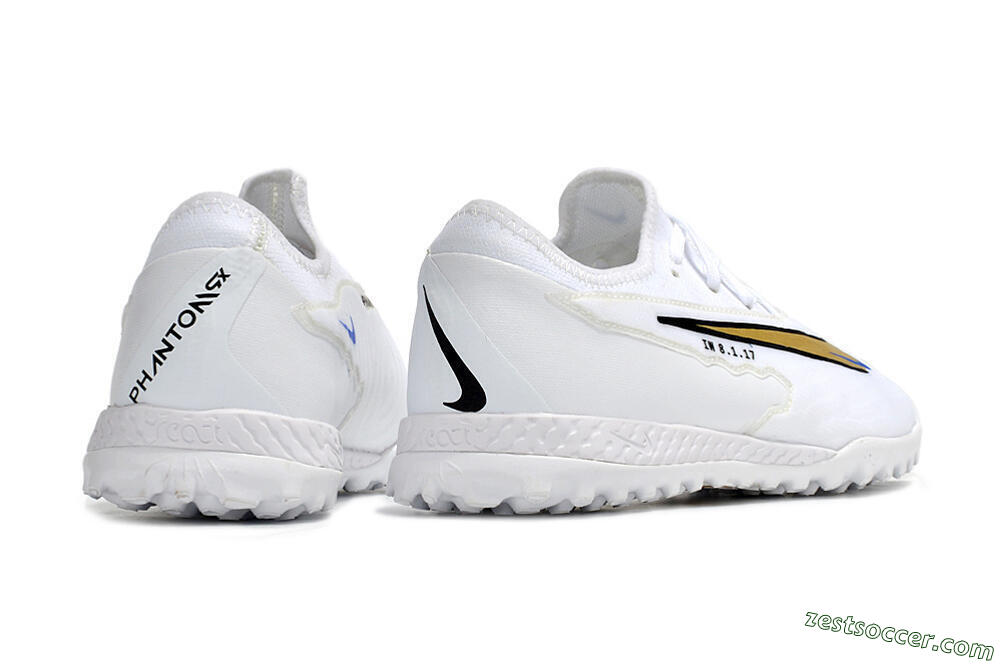 Nike React Phantom GX Pro TF Low-Tops Soccer Shoes - White/Gold/Black 6