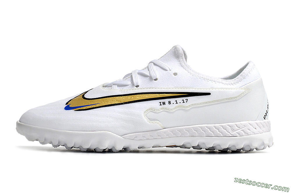 Nike React Phantom GX Pro TF Low-Tops Soccer Shoes - White/Gold/Black 2