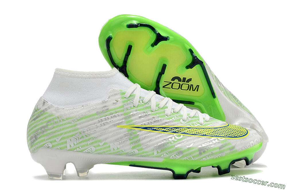 Nike Air Zoom Mercurial Superfly 9 Academy FG High-Tops Soccer Cleats - White/Green/Yellow 0