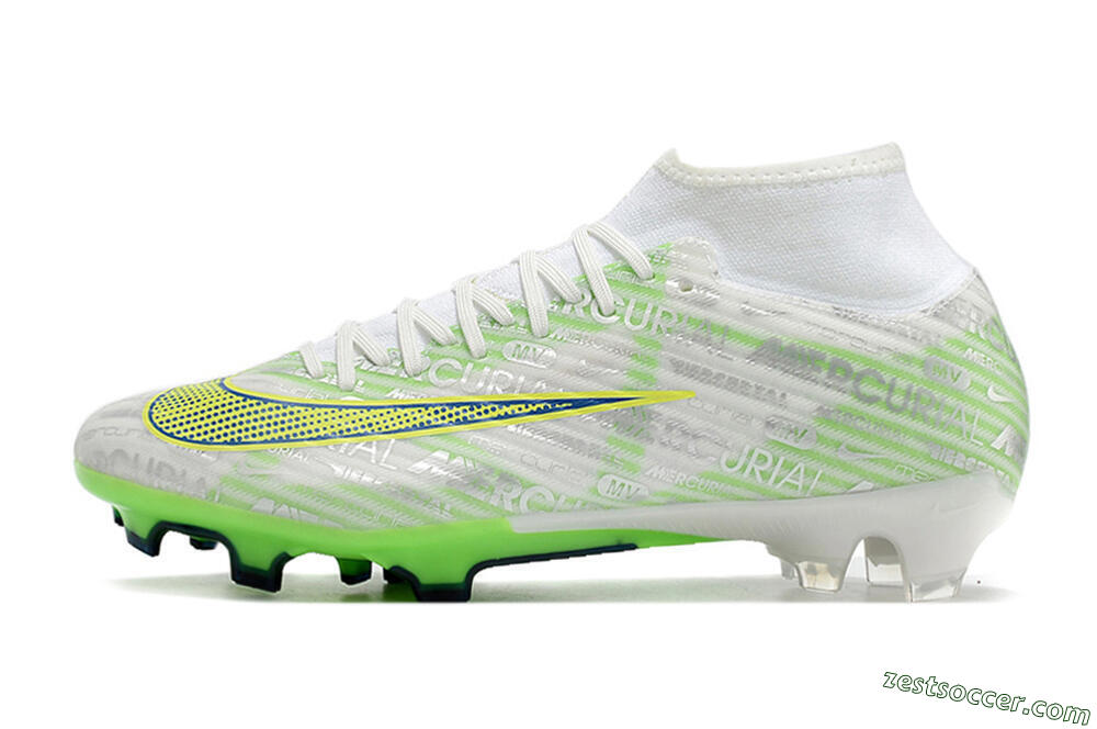 Nike Air Zoom Mercurial Superfly 9 Academy FG High-Tops Soccer Cleats - White/Green/Yellow 2