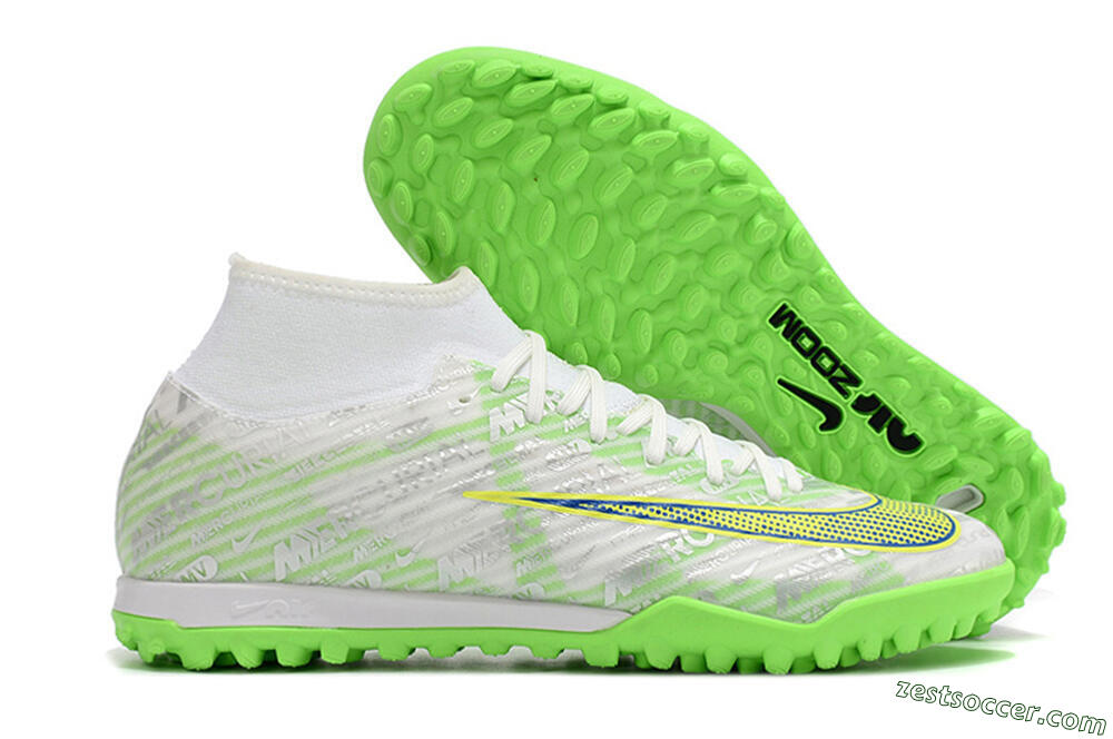 Nike Air Zoom Mercurial Superfly 9 Academy TF High-Tops Soccer Shoes - White/Green/Yellow 0