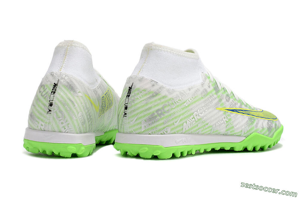 Nike Air Zoom Mercurial Superfly 9 Academy TF High-Tops Soccer Shoes - White/Green/Yellow 6