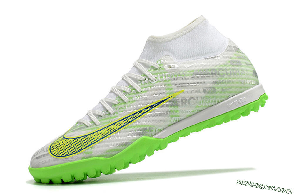 Nike Air Zoom Mercurial Superfly 9 Academy TF High-Tops Soccer Shoes - White/Green/Yellow 5