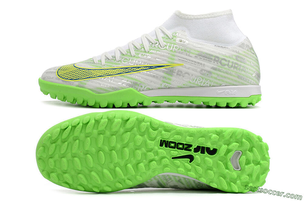 Nike Air Zoom Mercurial Superfly 9 Academy TF High-Tops Soccer Shoes - White/Green/Yellow 1
