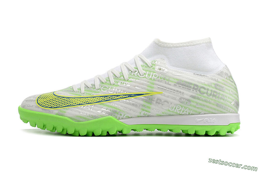 Nike Air Zoom Mercurial Superfly 9 Academy TF High-Tops Soccer Shoes - White/Green/Yellow 2
