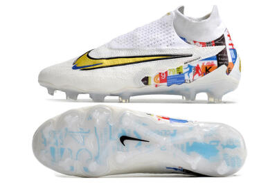Harry Kane x Nike Phantom GX DF Elite FG Low-Tops Soccer Cleats - White/Gold/Blue