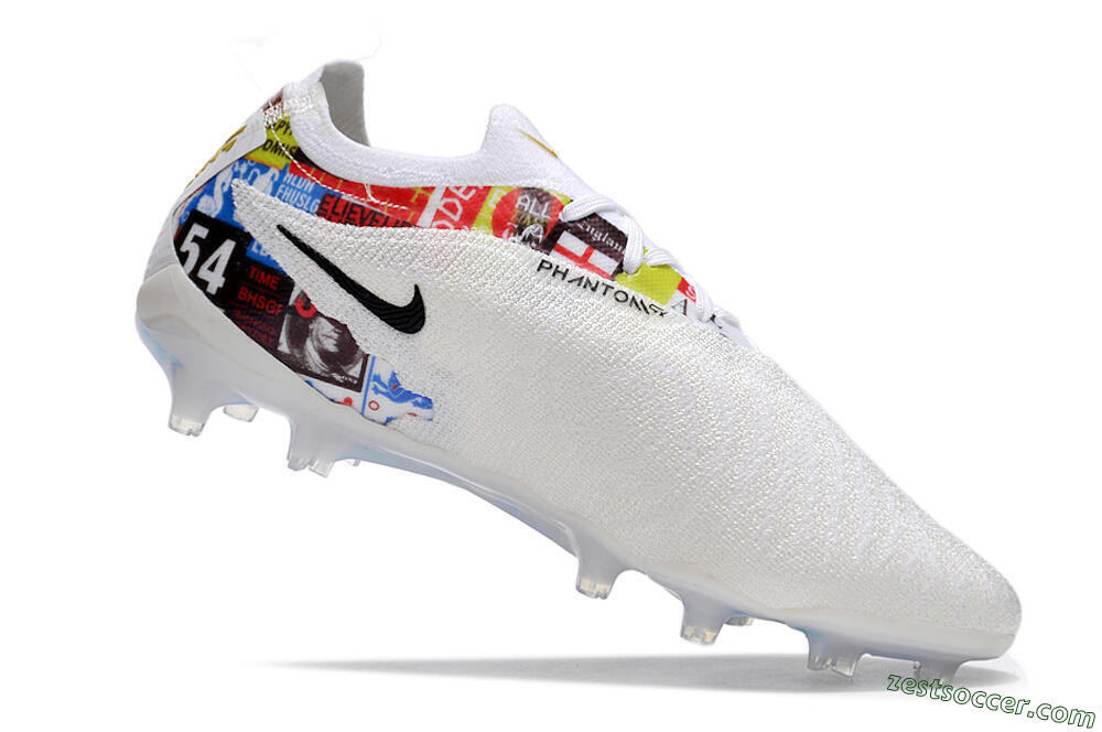Harry Kane x Nike Phantom GX Elite FG Low-Tops Soccer Cleats - White/Gold/Blue 4