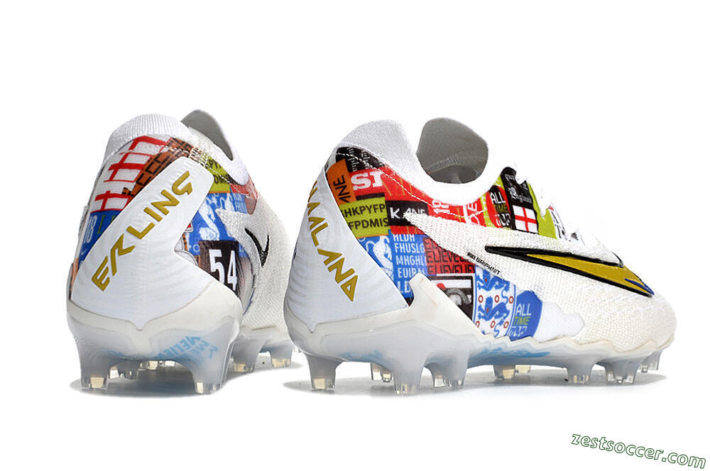 Harry Kane x Nike Phantom GX Elite FG Low-Tops Soccer Cleats - White/Gold/Blue 6