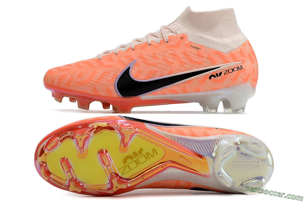 Nike Air Zoom Mercurial Superfly 9 Elite FG High-Tops Soccer Cleats - White/Orange/Black 1