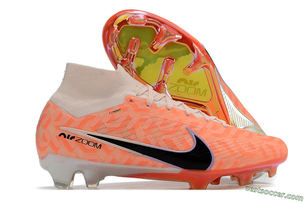 Nike Air Zoom Mercurial Superfly 9 Elite FG High-Tops Soccer Cleats - White/Orange/Black 0