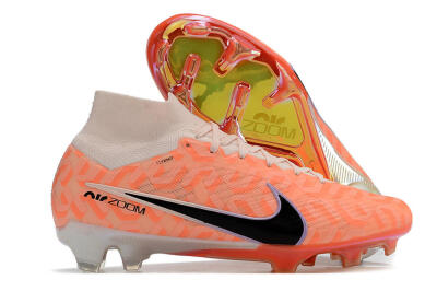 Nike Air Zoom Mercurial Superfly 9 Elite FG High-Tops Soccer Cleats - White/Orange/Black