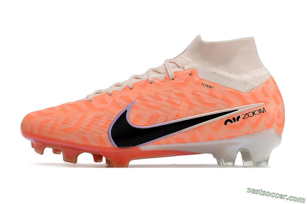 Nike Air Zoom Mercurial Superfly 9 Elite FG High-Tops Soccer Cleats - White/Orange/Black 2