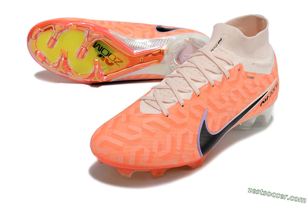 Nike Air Zoom Mercurial Superfly 9 Elite FG High-Tops Soccer Cleats - White/Orange/Black 3