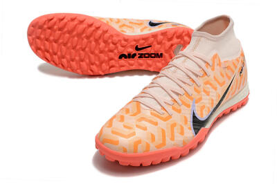 Nike Air Zoom Mercurial Superfly 9 Elite TF High-Tops Soccer Shoes - Orange/White/Black